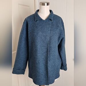 Eileen Fisher Women’s Turquoise 100% Wool Blazer Jacket Size PL, $298